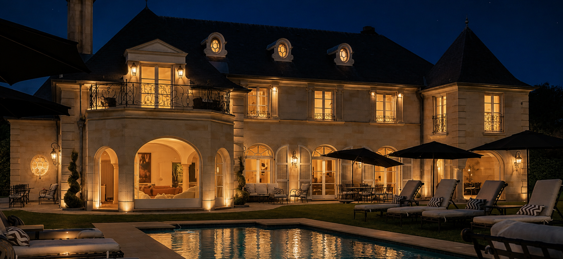 The Palace illuminated at night